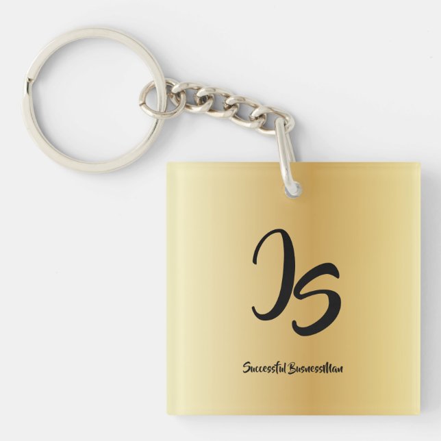 Porte-clefs Cadeau élégant avec personnalisation Monogramme Or (Devant)