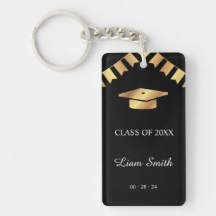 Porte-clefs Cadeau élégant de fin d'études thème noir et or