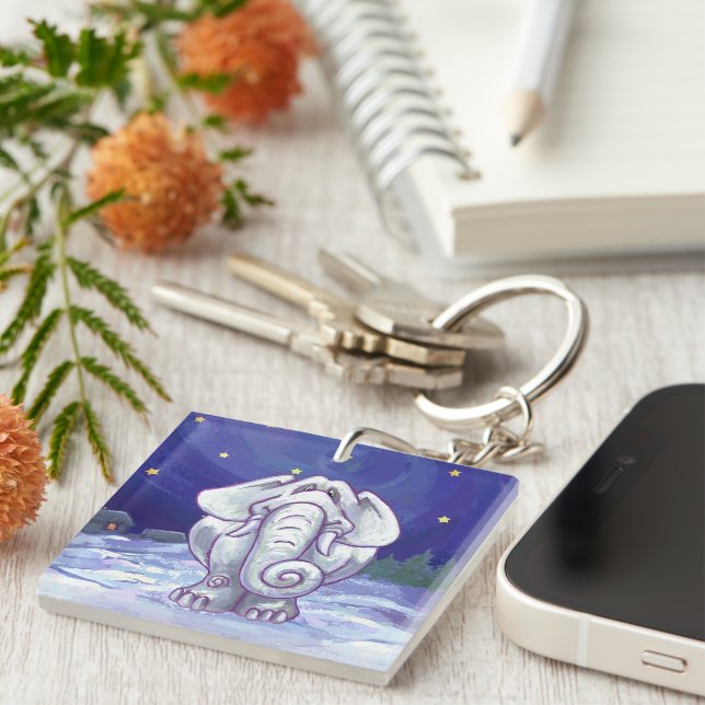 Porte-clefs Cadeau Eléphant blanc mignon (Devant Droit)