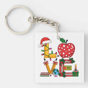 Porte-clefs Cadeau Enseignant Crayon Apple Livres Amour
