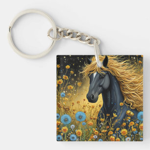 Porte-clefs 🌸 Cadeau Étalon Noir pour les Amoureux de Chevaux