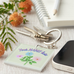 Porte-clefs Cadeau floral personnalisé à l'aquarelle