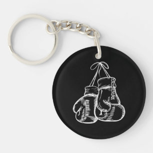 Porte-clefs Cadeau Gants de Boxe Blanc Amour Rétro Boxeur