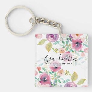 Porte-clefs Cadeau Grandma - Jolie Plum Fleurs roses Perosonal