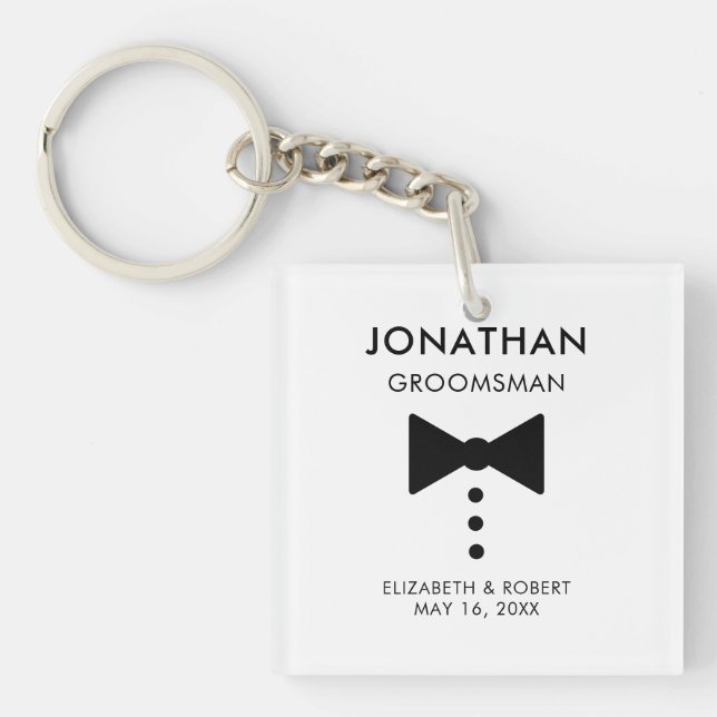Porte-clefs Cadeau Groomsman personnalisé Mariage Tuxedo moder (Devant)
