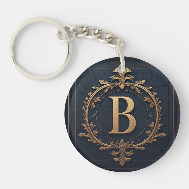 Porte-clefs ⚜️ Cadeau initiale B pour hommes 🔑 (Devant)
