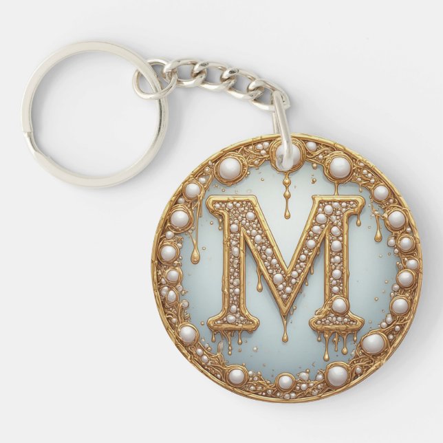 Porte-clefs Cadeau initiale monogramme M pour petite amie (Devant)