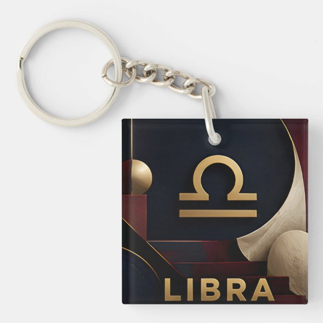 Porte-clefs Cadeau Luxe Zodiaque Balance Astrologie Céleste (Devant)
