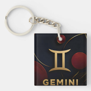 Porte-clefs Cadeau Luxueux du Zodiaque Gémeaux Céleste Astrolo