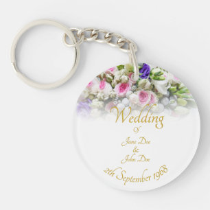 Porte-clefs Cadeau mariage - Mariée avec bouquet mariage color