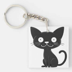 Porte-clefs Cadeau Minimaliste pour Amateur de Chat Mignon Des