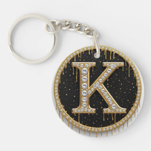 Porte-clefs Cadeau monogramme K or diamant