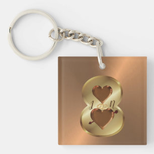 Porte-clefs Cadeau personnalisé 8e anniversaire de bronze