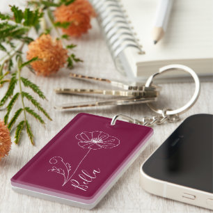 Porte-clefs Cadeau personnalisé Août Fleur de naissance du pav