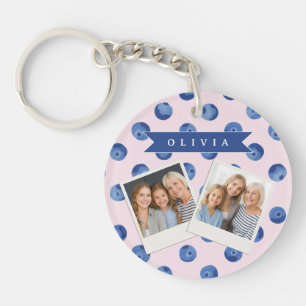 Porte-clefs Cadeau Personnalisé Aquarelle Myrtille Douce Nom
