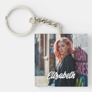 Porte-clefs Cadeau personnalisé avec image à l'avant et à l'ar