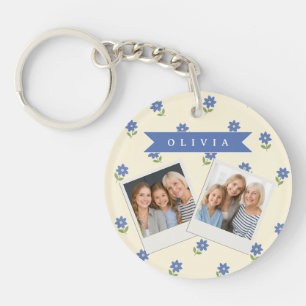 Porte-clefs Cadeau personnalisé avec motif de fleur sauvage bl