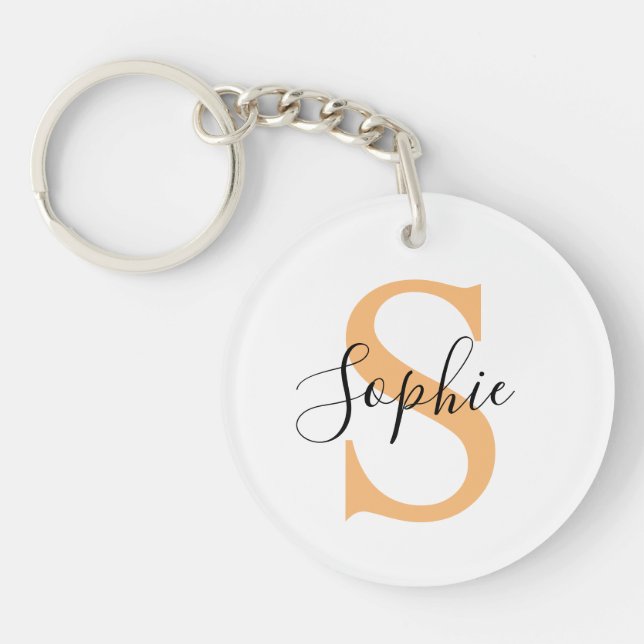Porte-clefs Cadeau Personnalisé avec Nom Écriture Élégante Per (Devant)