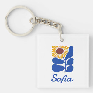 Porte-clefs Cadeau personnalisé avec nom personnalisé Fleur de
