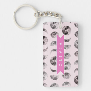 Porte-clefs Cadeau Personnalisé de Nom Céleste avec Phase de L