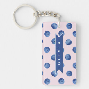 Porte-clefs Cadeau Personnalisé Joli Aquarelle Myrtille Nom