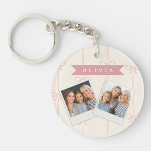 Porte-clefs Cadeau Personnalisé Nœud Rose Élégant Coquette