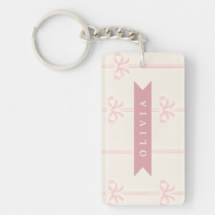 Porte-clefs Cadeau Personnalisé Nœud Rose Élégant Coquette
