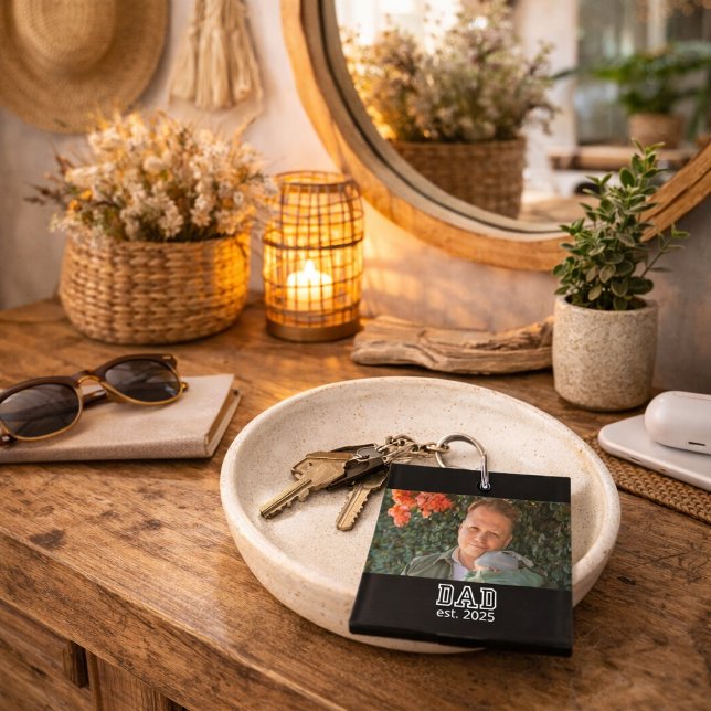 Porte-clefs Cadeau personnalisé pour papa avec photo et année (Créateur téléchargé)