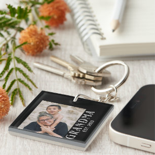 Porte-clefs Cadeau Photo de Grand-mère Établie