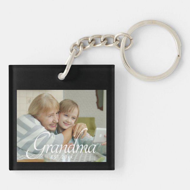 Porte-clefs Cadeau photo de grand-mère établie (Dos)