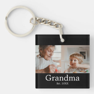 Porte-clefs Cadeau Photo Moderne Établie par Grand-mère