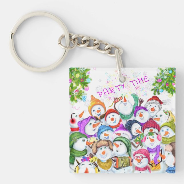 Porte-clefs Cadeau Porte - clé de Noël Snowmans (Devant)