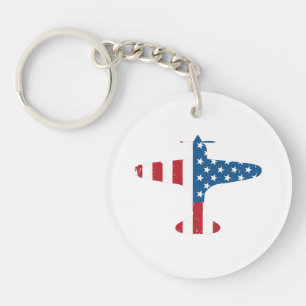 Porte-clefs Cadeau pour pilote vétéran d'avion avec drapeau am