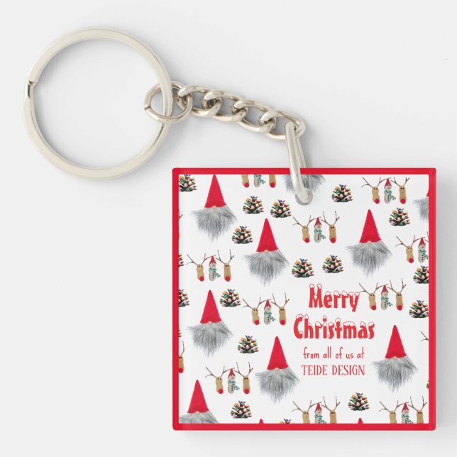 Porte-clefs Cadeau unique rouge Noël porte - clé cadeau client (Devant)