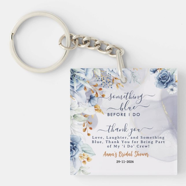 Porte-clefs Cadeaux de fête de douche de mariage Something Blu (Devant)