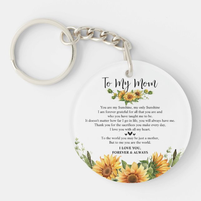 Porte-clefs Cadeaux de la Fête des mères de tournesol de la fi (Devant)