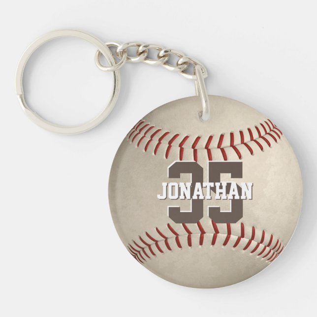 Porte-clefs cadeaux d'équipe de baseball avec nom d'athlète (Devant)