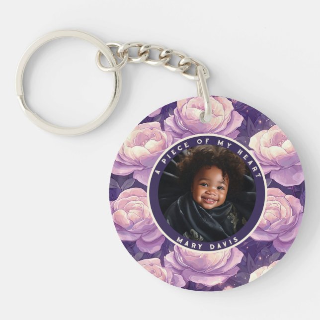 Porte-clefs Cadeaux Élégants Pour Couples Fleur de Rose (Devant)
