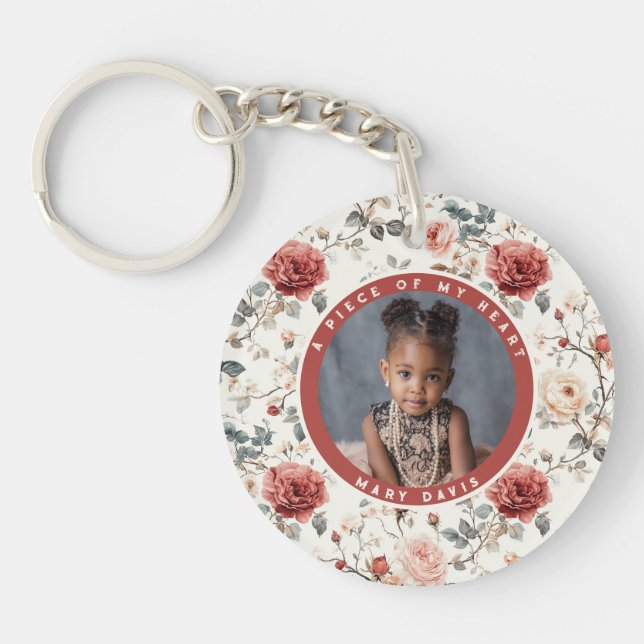 Porte-clefs Cadeaux Élégants Pour Le Mari Fleur De Rose (Devant)