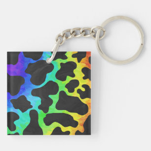 Porte-clefs Cadeaux noir et arc-en-ciel de vache