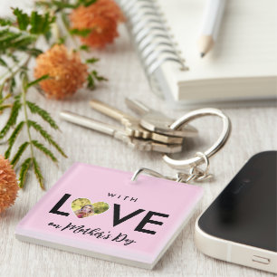 Porte-clefs Cadre coeur rose personnalisé pour la fête des mèr