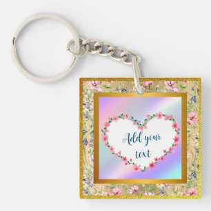 Porte-clefs Cadre de cœur floral élégant : pour chaque occasio