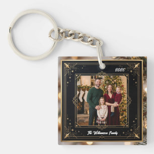 Porte-clefs Cadre de flocon de neige Photo de famille Noël Clé