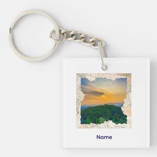 Porte-clefs Cadre de journal vintage avec photo personnalisée