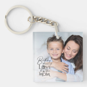 Porte-clefs Cadre de Photo d'Anniversaire Minimaliste Calligra