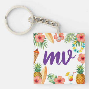 Porte-clefs Cadre d'Hibiscus Tropical pour une ambiance Aloha