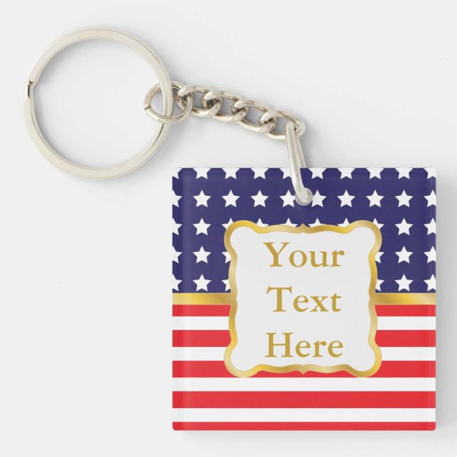 Porte-clefs Cadre doré sur fond patriotique (Devant)