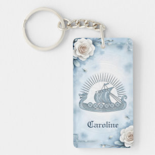 Porte-clefs Cadre floral avec Rose et design celtique.