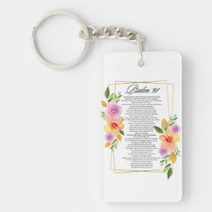Porte-clefs Cadre géométrique floral Psalm 91