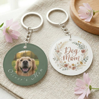 Porte-clefs Cadre photo de maman de chien floral Boho